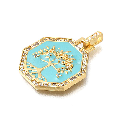 Rack Plating Brass Micro Pave Cubic Zirconia Pendants ZIRC-F142-20G-01-1