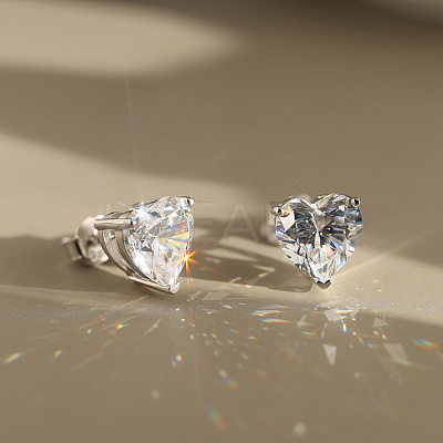 925 Sterling Silver Micro Pave Clear Cubic Zirconia Stud Earrings EJEW-G443-07P-1