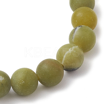Frosted Natural TaiWan Jade Round Beaded Stretch Bracelets for Women Men BJEW-JB11478-02-1