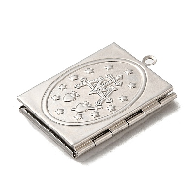 Tarnish Resistant 304 Stainless Steel Locket Pendants STAS-Q300-01B-P-1