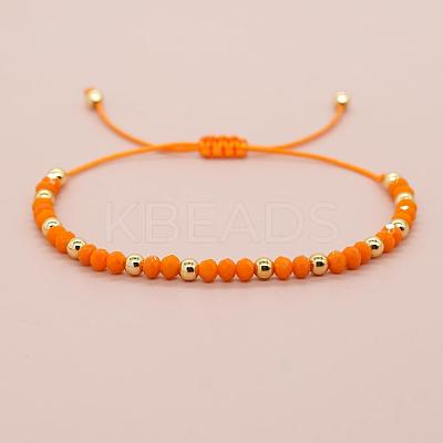 Glass & Brass Round Beads Braided Bead Bracelets RD6595-11-1