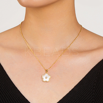 Brass Pave Cubic Zirconia Flower Shape Pendant Necklaces for Women DX2939-1