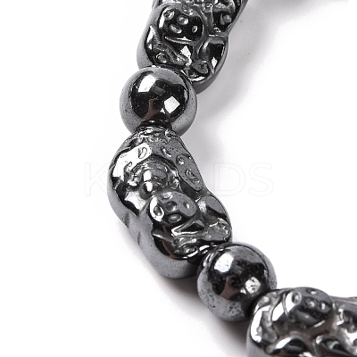 Round & Nuggets Synthetic Non-magnetic Hematite Beaded Stretch Bracelets for Women BJEW-Q345-09-1