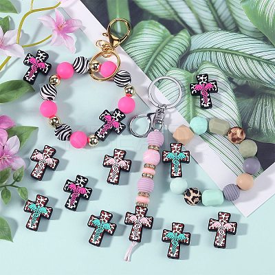12Pcs 3 Colors Silicone Focal Beads SIL-SZ0002-27-1