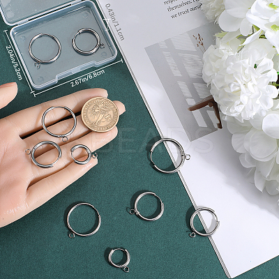 12Pcs 3 Style 201 Stainless Steel Huggie Hoop Earring Findings STAS-BBC0004-91P-1