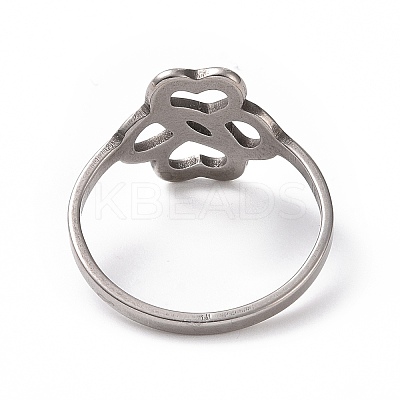 Non-Tarnish 201 Stainless Steel Hollow Flower Finger Ring for Women RJEW-J051-13P-1