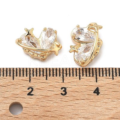 Brass Pave Cubic Zirconia Beads KK-A286-19G-01-1