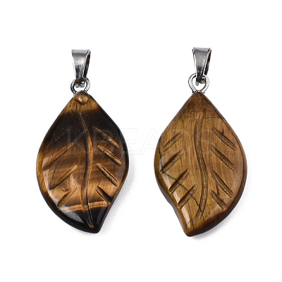 Natural Tiger Eye Pendants G-S364-076A-01-1