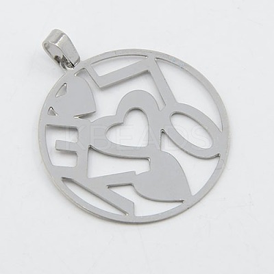 304 Stainless Steel Textured Filigree Pendants STAS-M001-03-1