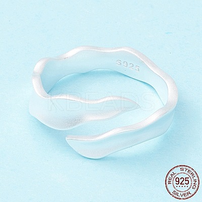 925 Sterling Silver Matte Cuff Ring RJEW-Z011-01S-1