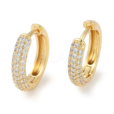 Rack Plating Ring Brass Micro Pave Cubic Zirconia Hoop Earrings EJEW-Z059-12G-01-1