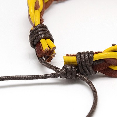 Trendy Unisex Casual Style Braided Waxed Cord and Leather Bracelets BJEW-L297-M-1