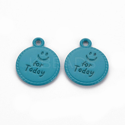Spray Painted Alloy Pendants PALLOY-Q433-030B-RS-1