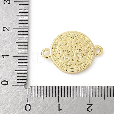 Brass Saint Benedict Medal Connector Charms KK-P294-01G-1