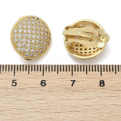 Half Round Brass Micro Pave Clear Cubic Zirconia Clip-on Earrings EJEW-M082-14G-1