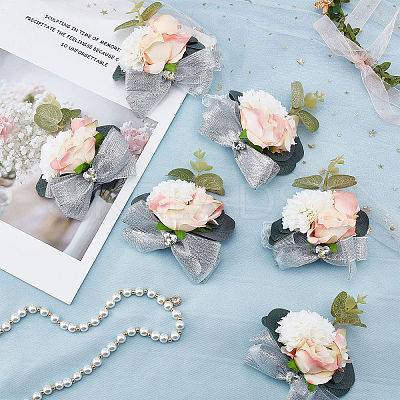 Silk Cloth Silk Ribbon Wrist Corsage AJEW-WH0277-62A-1