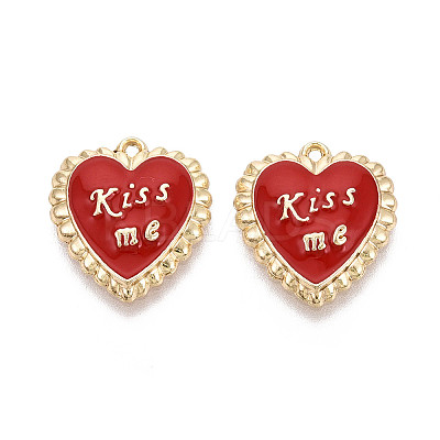 Valentine's Day Alloy Enamel Pendants ENAM-T024-18A-G-1