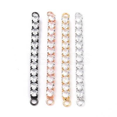 Brass Clear Round Cubic Zirconia Links Connectors ZIRC-G170-23B-1