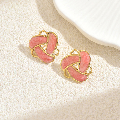 Stainless Steel Enamel Woven Stud Earrings LS-DE9374-1-1