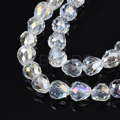 Electroplate Transparent Glass Beads Strands EGLA-N002-26-C03-1