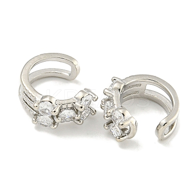 Brass Micro Pave Cubic Zirconia Cuff Earrings EJEW-C104-042P-1