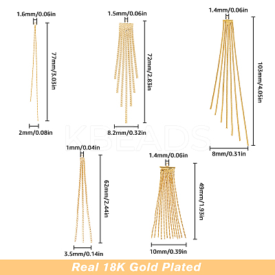 10Pcs 5 Style Brass Chain Tassel Big Pendants KK-HY0003-24-1