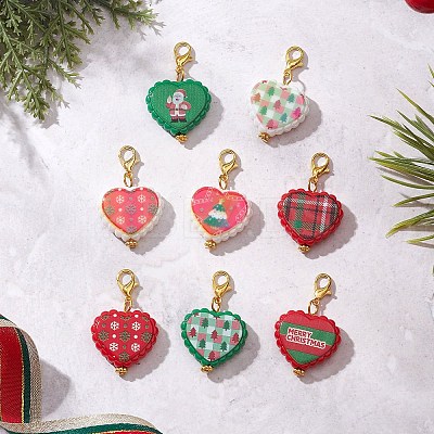 Christmas Printed Opaque Acrylic Pendant Decorations HJEW-JM04476-1