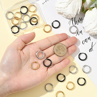 24Pcs 3 Colors 303 Stainless Steel Textured Hoop Earrings for Women EJEW-SC0001-80-1