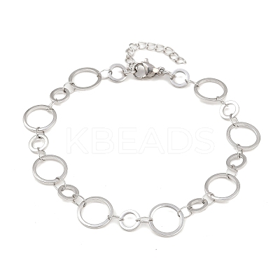 304 Stainless Steel Link Chain Bracelets for Women BJEW-P373-03A-P-1