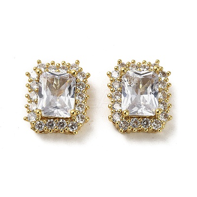 Brass Micro Pave Cubic Zirconia Beads KK-B142-37G-1