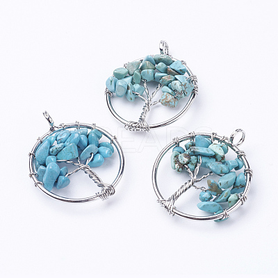 Synthetic Turquoise Pendants G-E419-02P-1