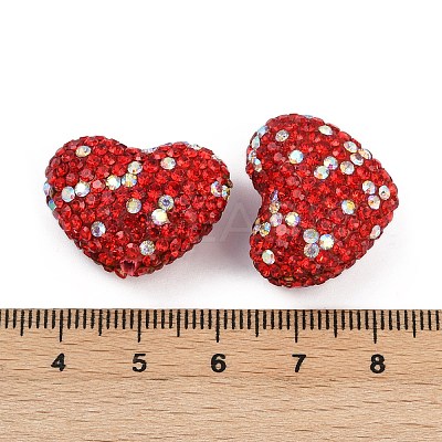 Heart Shaped Polymer Clay Rhinestone Beads CLAY-NH0002-01B-1