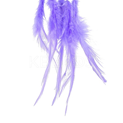 Iron Woven Web/Net with Feather Pendant Decorations AJEW-P097-07-1
