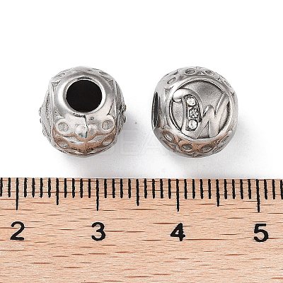 304 Stainless Steel Rhinestone European Beads STAS-A092-10W-P-1