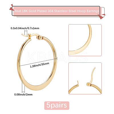 5 Pairs 304 Stainless Steel Hoop Earrings EJEW-BBC0001-92-1