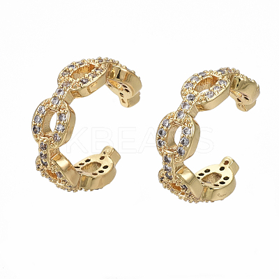 Brass Cubic Zirconia Cuff Earrings EJEW-R114-008G-NF-1