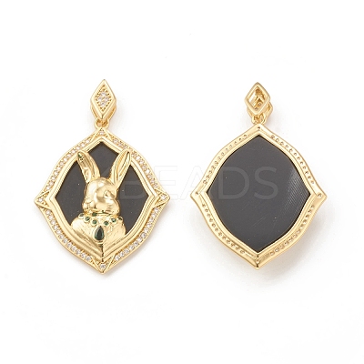 Eco-Friendly Brass Micro Pave Cubic Zirconia Pendants KK-I698-13G-1
