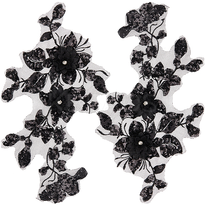 3D Flower Polyester Embroidery Sew on Appliques PATC-WH0012-33A-1