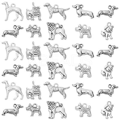 Tibetan Style Alloy Puppy Pendants TIBEP-CJ0001-18-1