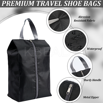 4Pcs Rectangle Polyester Fabric Waterproof Shoes Storage Zipper Bags with Imitation Leather Handle ABAG-GF0001-31-1