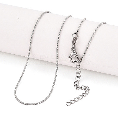 1MM 304 Stainless Steel Round Snake Chain Necklaces NJEW-N059-03P-1