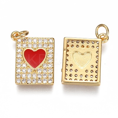 Brass Micro Pave Clear Cubic Zirconia Pendants ZIRC-B002-30G-C-1