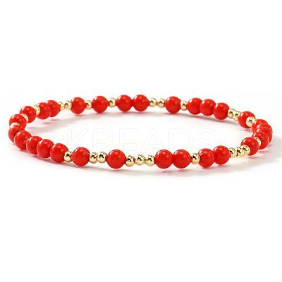 Plastic & Brass Beaded Stretch Bracelet for Women JP1152-12-1