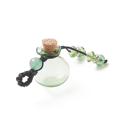 Lucky Bag Shape Glass Cork Bottle Pendants Decorations HJEW-TA00003-1