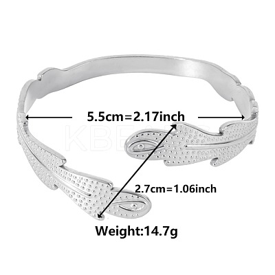 Stylish European and American Feather 304 Stainless Steel Cuff Bangles for Women OS7950-1-1