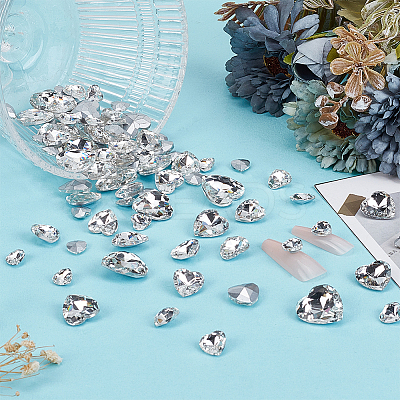 94Pcs 6 Styles Glass Rhinestone Cabochons FIND-FG0003-77B-1