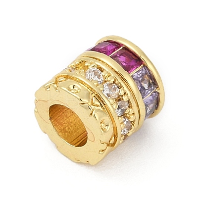 Brass Micro Pave Cubic Zirconia Beads KK-G526-16G-1