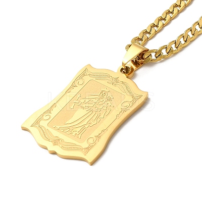 Rectangle with Virgin Mary Pendant Necklaces LS-NJEW-C043-01G-1