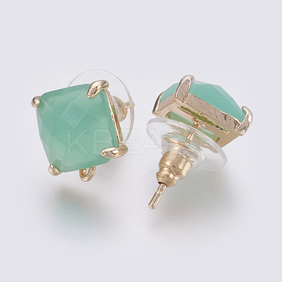 Faceted Glass Stud Earring Findings GLAA-F084-C08-1