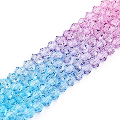 Gradient Color Baking Paint Glass Bead Strands DGLA-A039-T6mm-A07-1